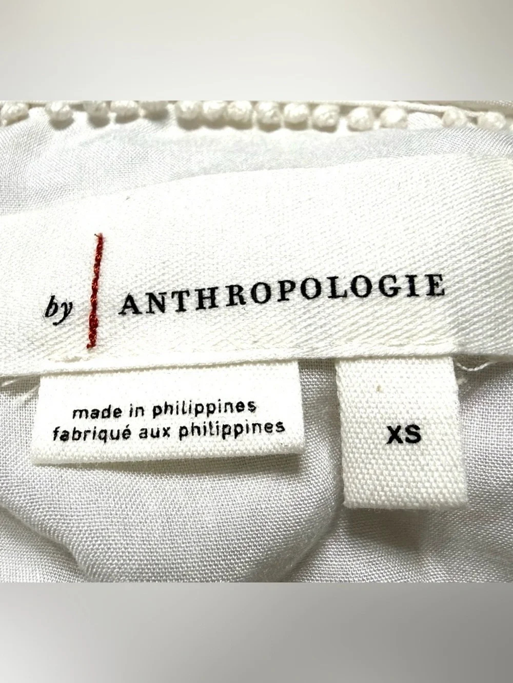 ANTHROPOLOGIE XS IVORY FLORAL EMBROIDERED WRAP BLOUSE TIE FRONT LONG SLEEVE BOHO